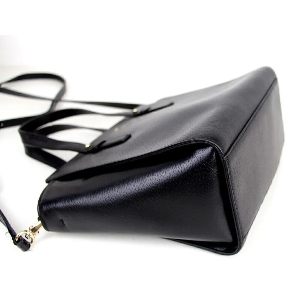 kate spade NY BLACK GENUINE LEATHER SHOULDER BAG X-BODY SATCHEL HANDBAG PURSE